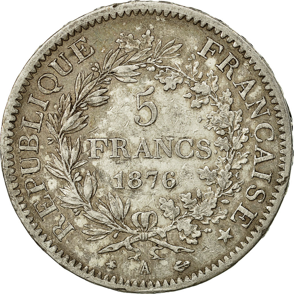 Coin, France, Hercule, 5 Francs, 1876, Paris, EF(40-45), Silver, KM:820.1