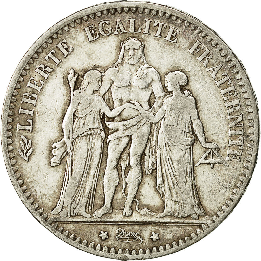 Coin, France, Hercule, 5 Francs, 1877, Paris, VF(30-35), Silver, KM:820.1