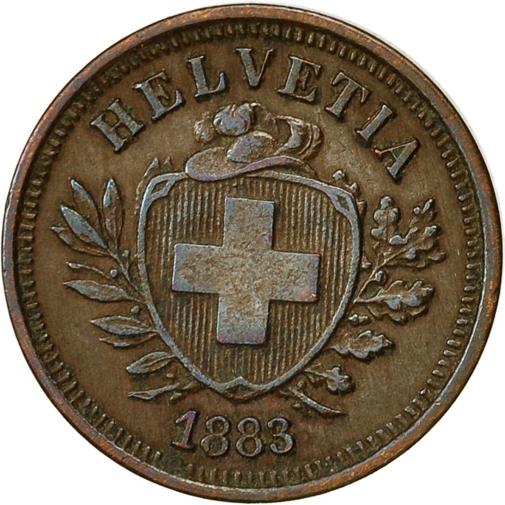 Coin, Switzerland, Rappen, 1883, Bern, EF(40-45), Bronze, KM:3.1