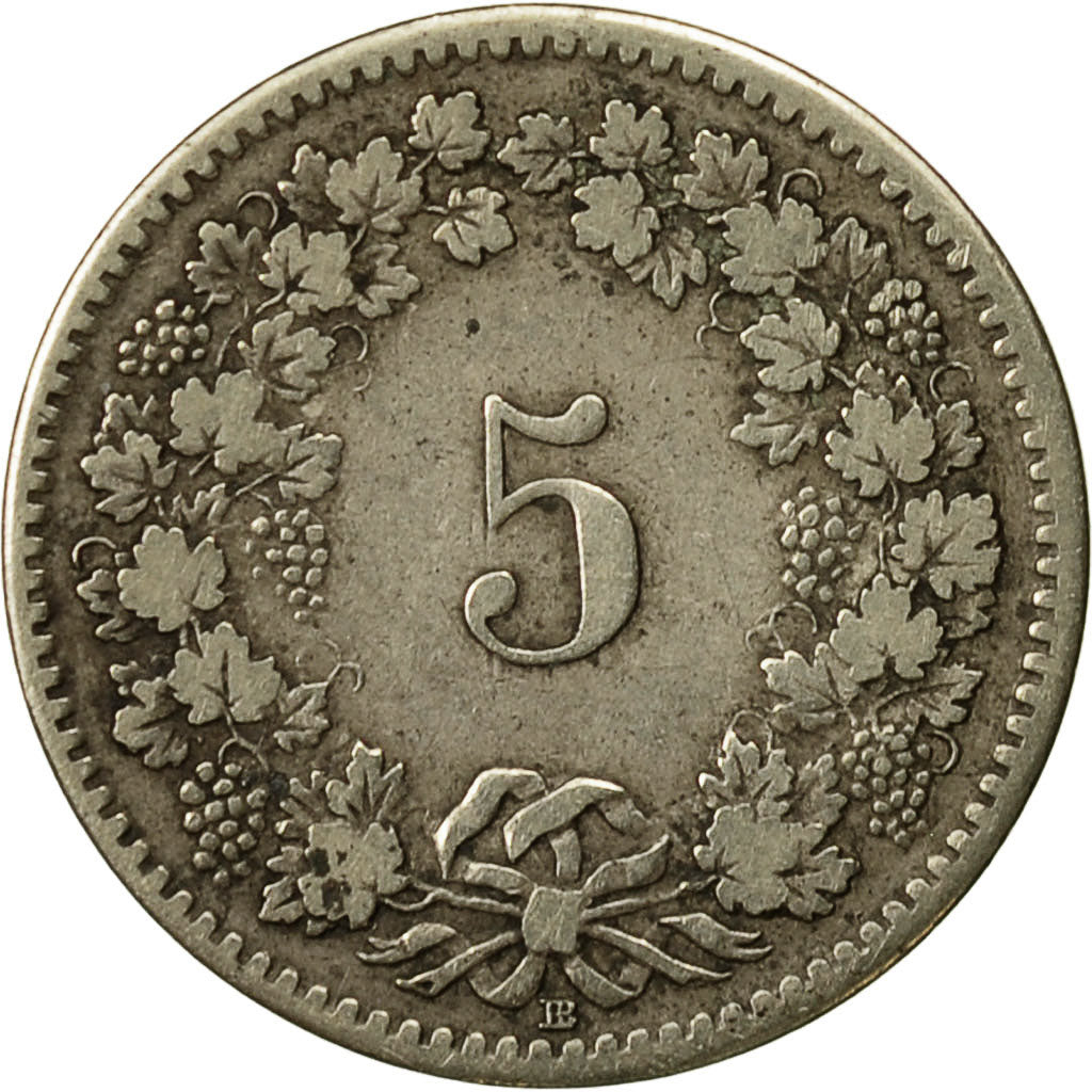 Moneda, Suiza, 5 Rappen, 1850, Strasbourg, MBC, Vellón, KM:5
