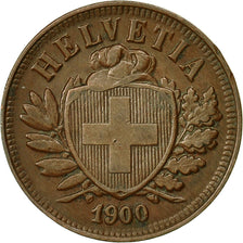 Coin, Switzerland, 2 Rappen, 1900, Bern, EF(40-45), Bronze, KM:4.2