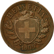 Coin, Switzerland, 2 Rappen, 1909, Bern, EF(40-45), Bronze, KM:4.2