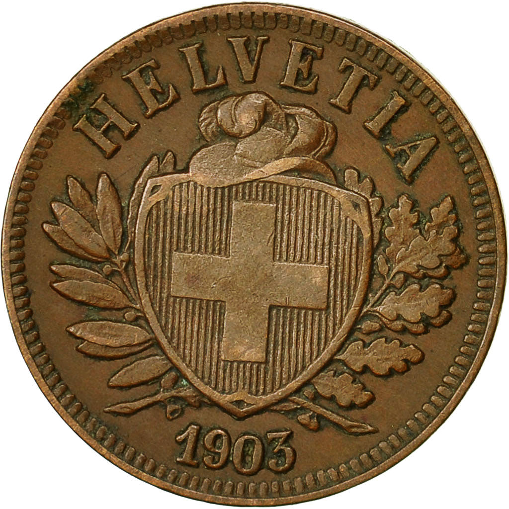 Coin, Switzerland, 2 Rappen, 1903, Bern, EF(40-45), Bronze, KM:4.2
