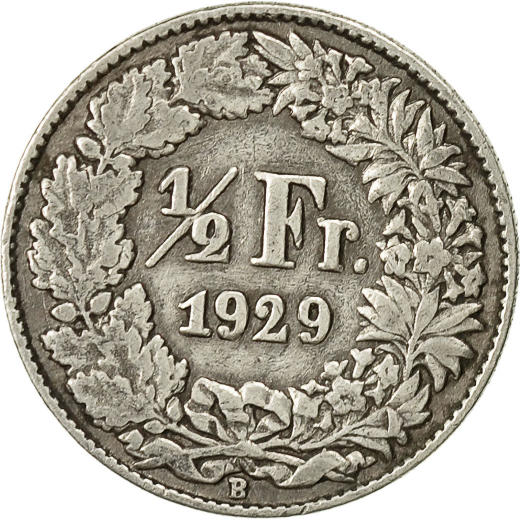 Coin, Switzerland, 1/2 Franc, 1929, Bern, EF(40-45), Silver, KM:23