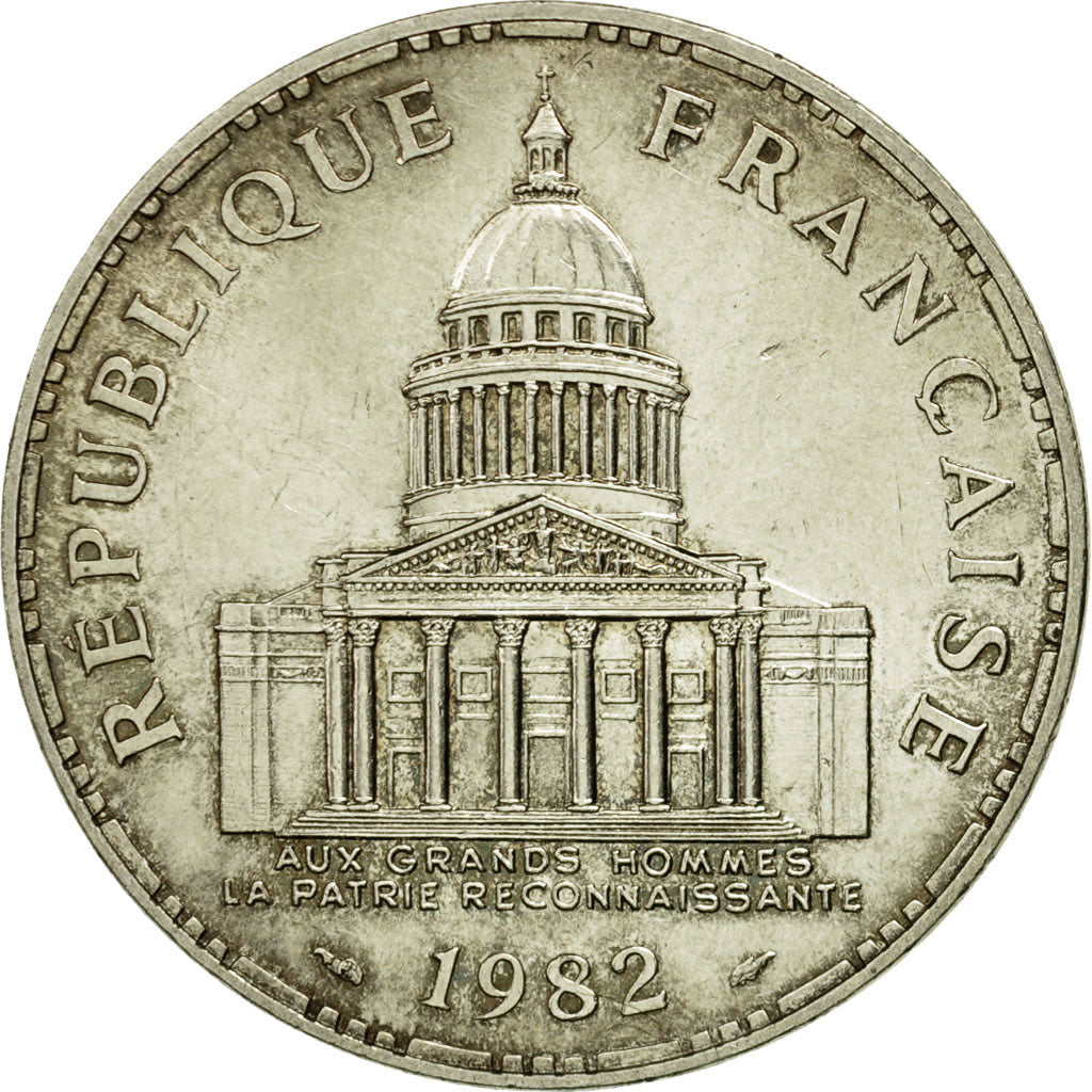 Moneda, Francia, Panthéon, 100 Francs, 1982, Paris, MBC+, Plata, KM:951.1