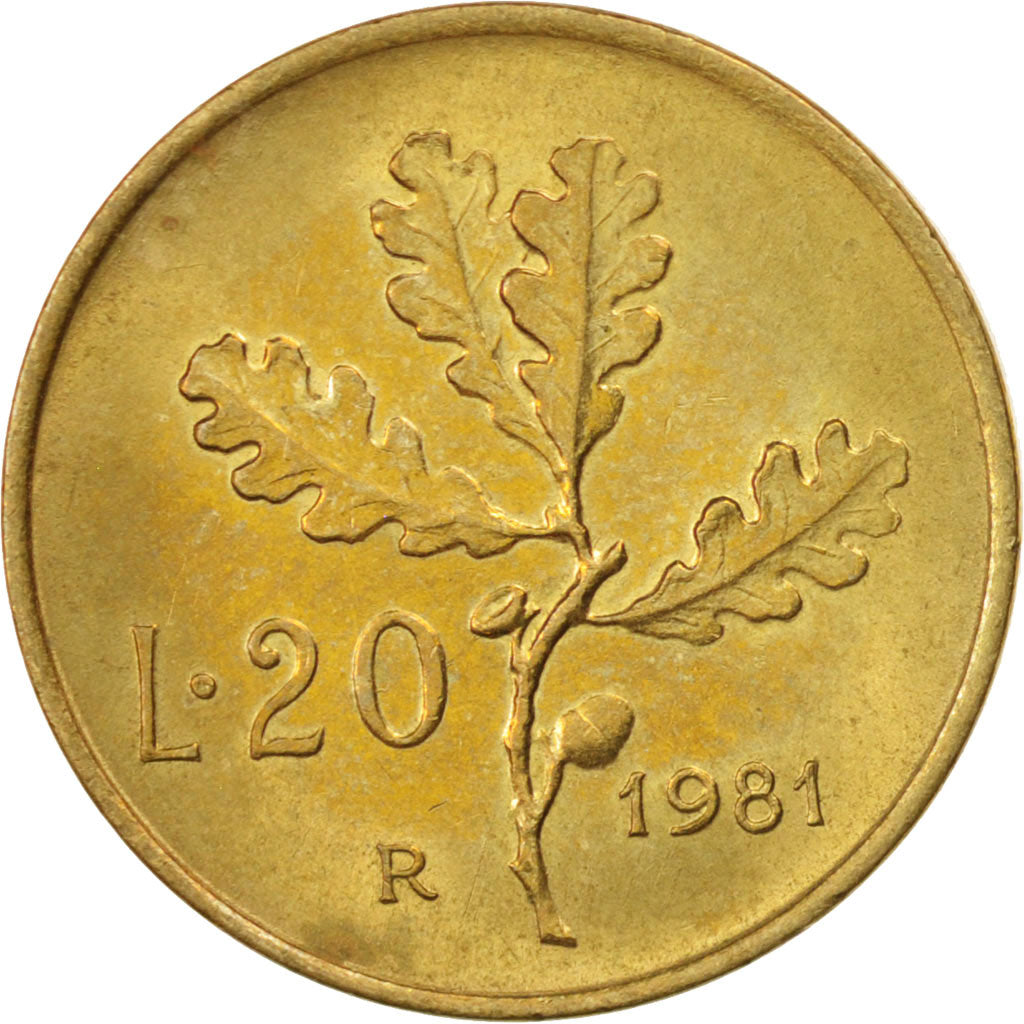 Münze, Italien, 20 Lire, 1981, Rome, UNZ, Aluminum-Bronze, KM:97.2