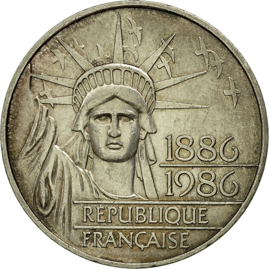 Coin, France, Statue de la Liberté, 100 Francs, 1986, AU(55-58), Silver,KM 960