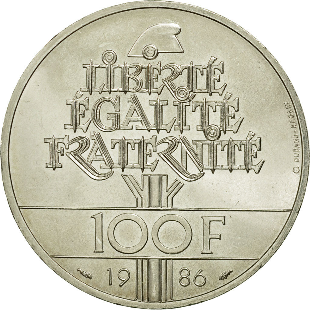 Coin, France, Statue de la Liberté, 100 Francs, 1986, AU(55-58), Silver, KM 960