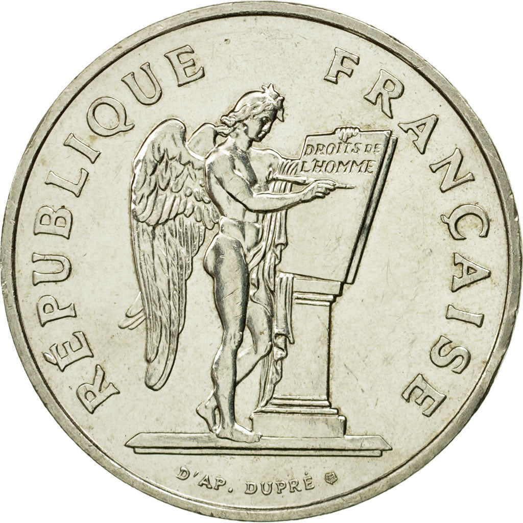 Moneta, Francia, Droits de l'Homme, 100 Francs, 1989, BB+, Argento, KM:970