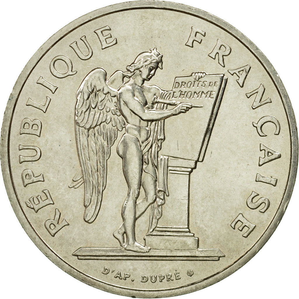 Coin, France, Droits de l'Homme, 100 Francs, 1989, AU(50-53), Silver, KM:970