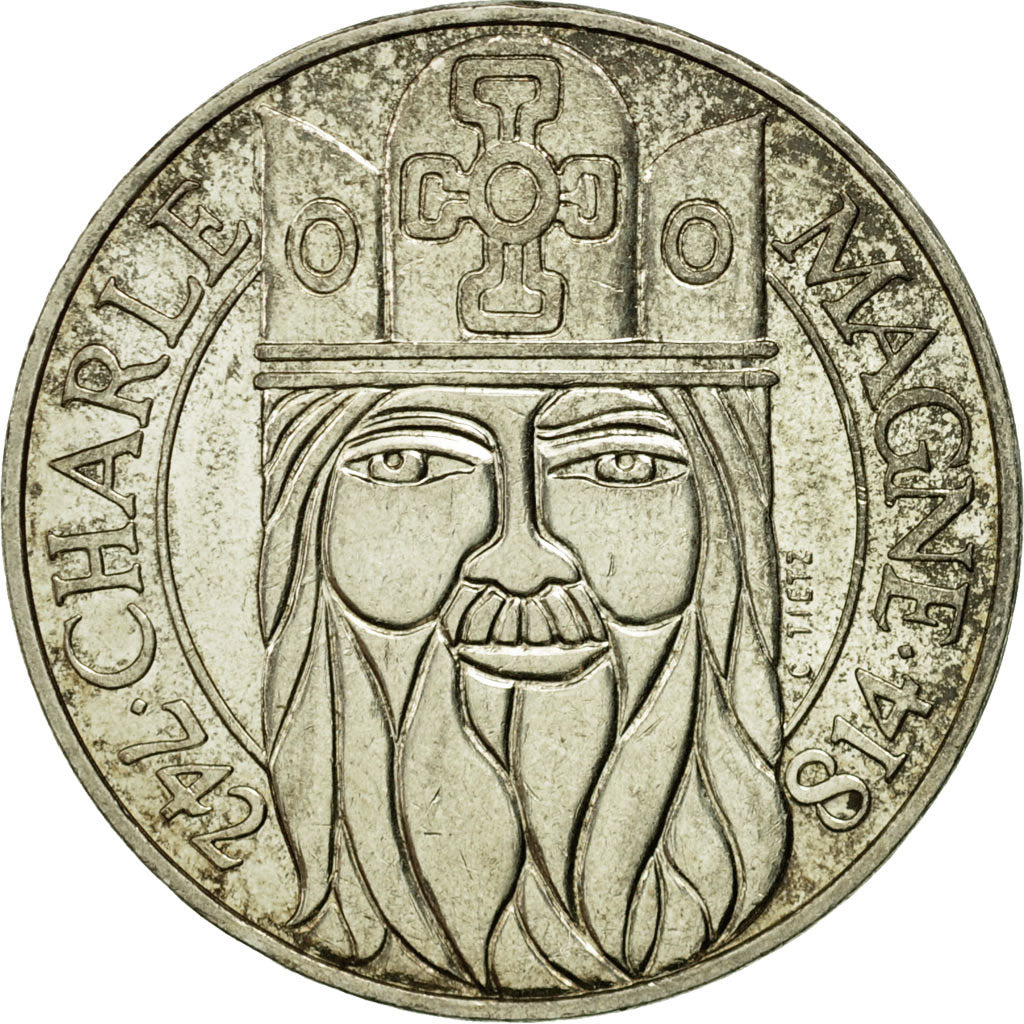 Coin, France, Charlemagne, 100 Francs, 1990, AU(50-53), Silver, KM:982