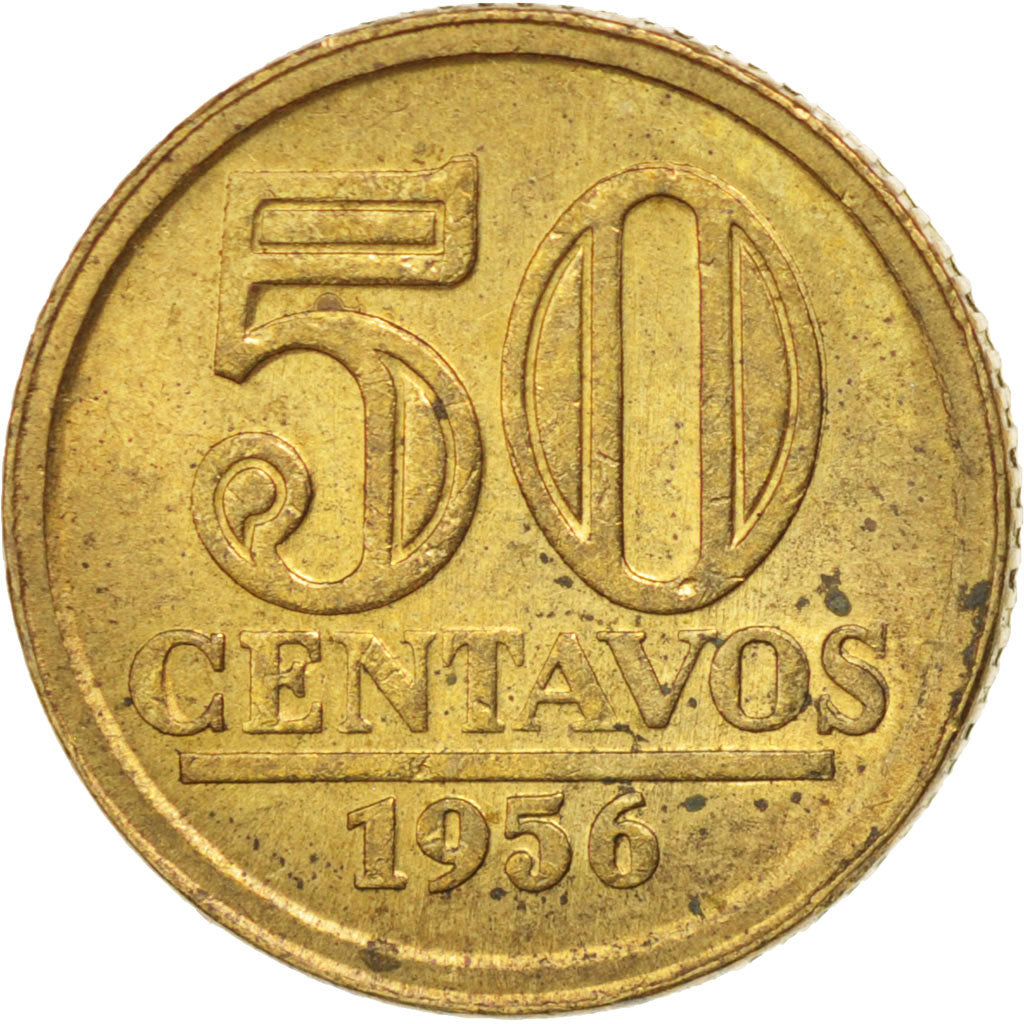 BRAZIL, 50 Centavos, 1956, KM #566, MS(60-62), Aluminum-Bronze, 17.04, 2.95