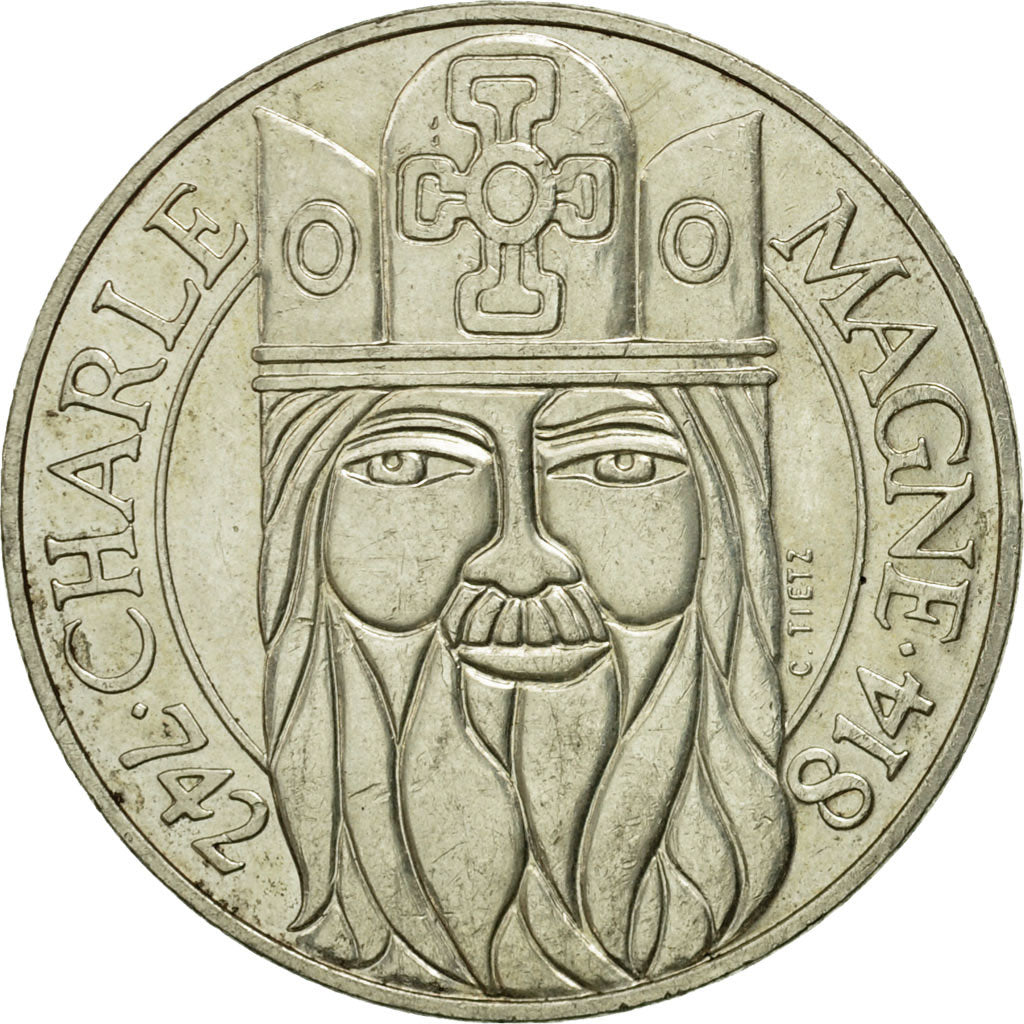 Coin, France, Charlemagne, 100 Francs, 1990, AU(50-53), Silver, KM:982