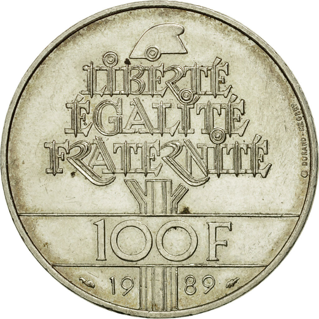 Coin, France, Droits de l'Homme, 100 Francs, 1989, AU(50-53), Silver, KM:970