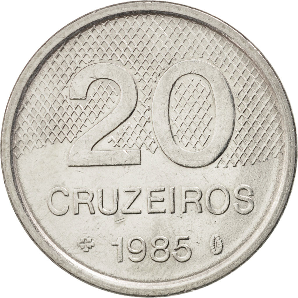 Brasile, 20 Cruzeiros, 1985, SPL-, Acciaio inossidabile, KM:593.2