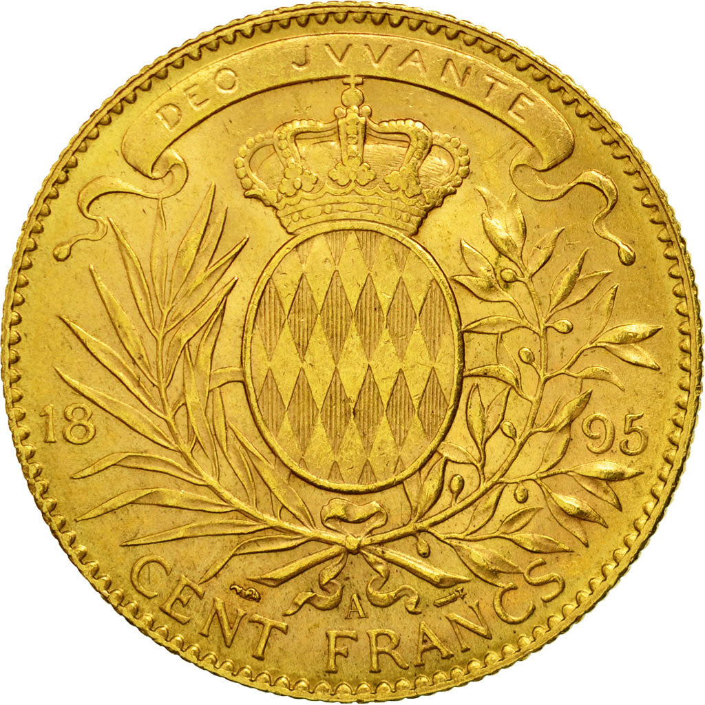 Coin, Monaco, Albert I, 100 Francs, Cent, 1895, Paris, AU(55-58), Gold, KM:105