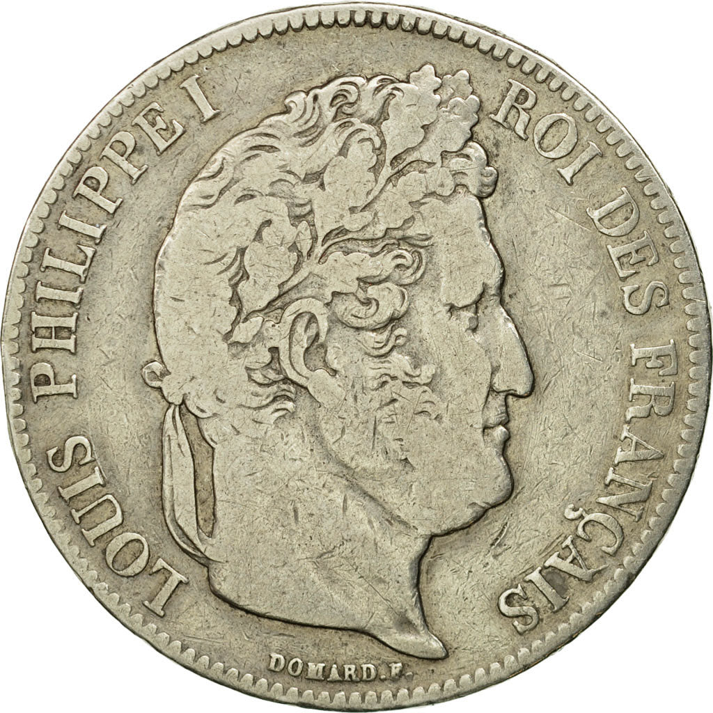 Coin, France, Louis-Philippe, 5 Francs, 1837, Lille, VF(20-25), Silver,KM 749.13