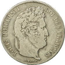 Coin, France, Louis-Philippe, 5 Francs, 1837, Lille, VF(20-25), Silver,KM 749.13