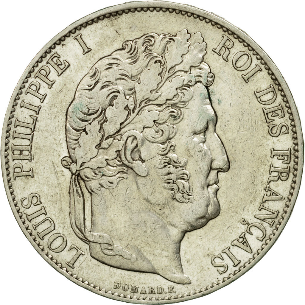 Coin, France, Louis-Philippe, 5 Francs,1845,StrasbourgAU(50-53),Silver,KM 749.3
