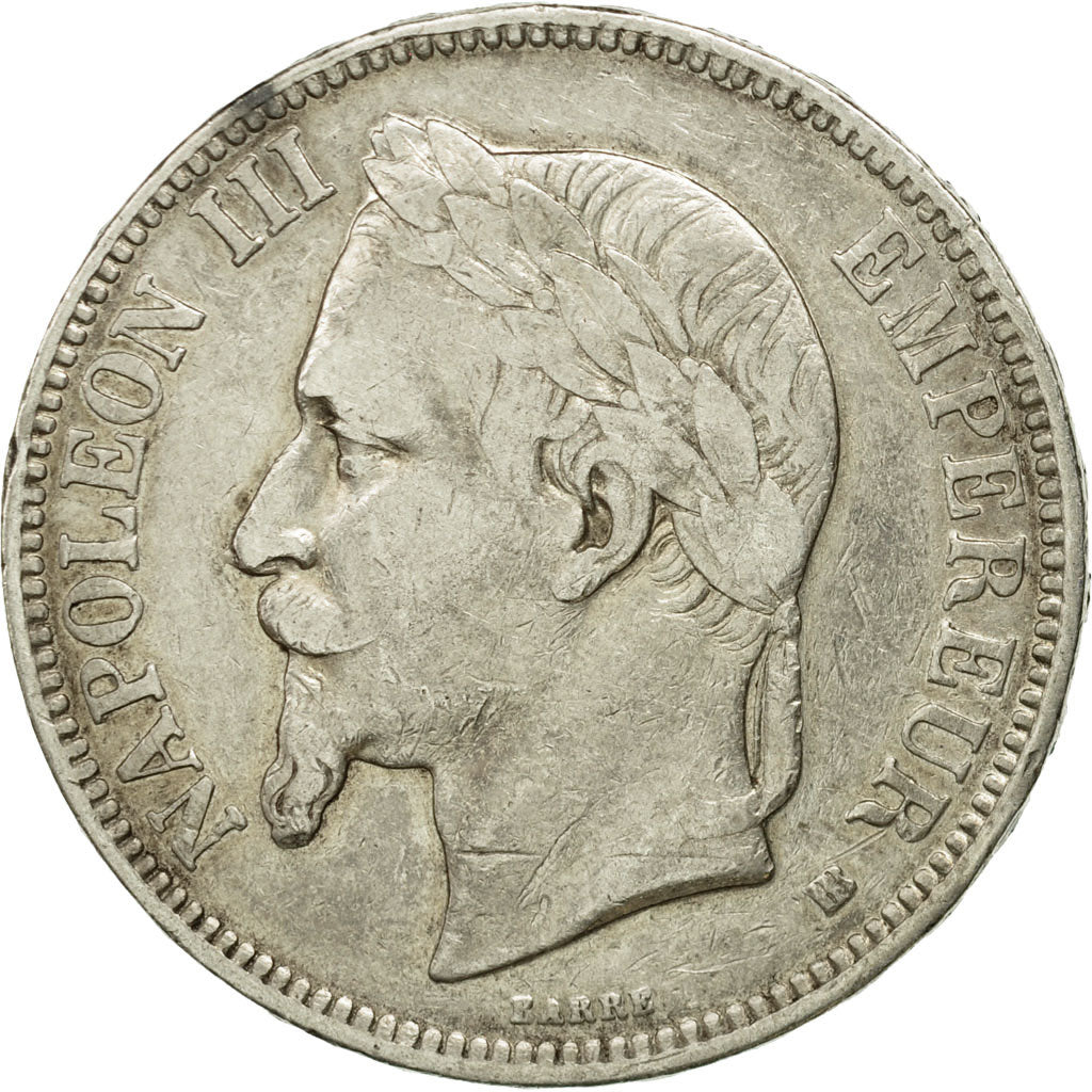 coin, France, Napoléon III, 5 Francs, 1869,Strasbourg,EF(40-45),Silver,KM 799.2