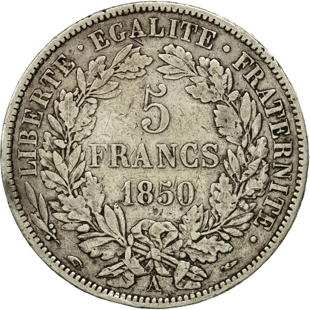 Monnaie, France, Cérès, 5 Francs, 1850, Paris, TTB, Argent,KM 761.1, Gadoury:719