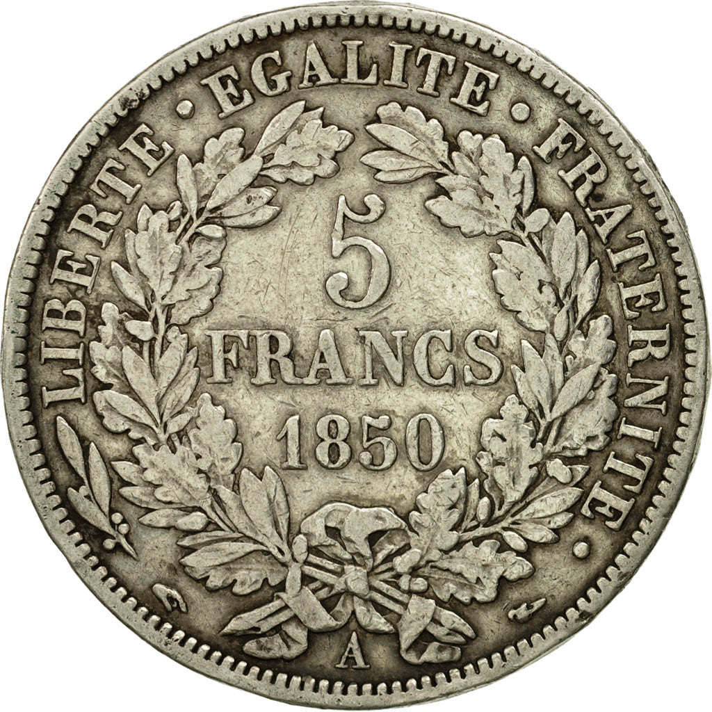 Coin, France, Cérès, 5 Francs, 1850, Paris, VF(30-35), Silver, KM:761.1