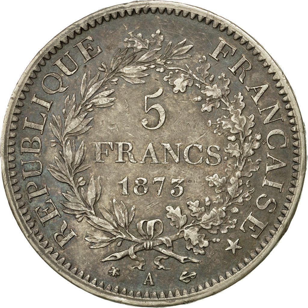 Moneta, Francia, Hercule, 5 Francs, 1873, Paris, BB+, Argento, KM:820.1
