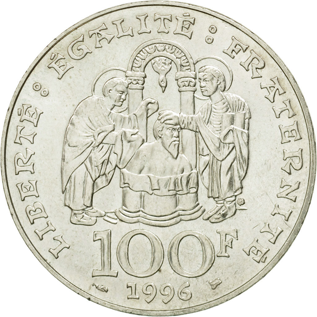 Coin, France, Clovis, 100 Francs, 1996, AU(50-53), Silver, KM:1180, Gadoury:953