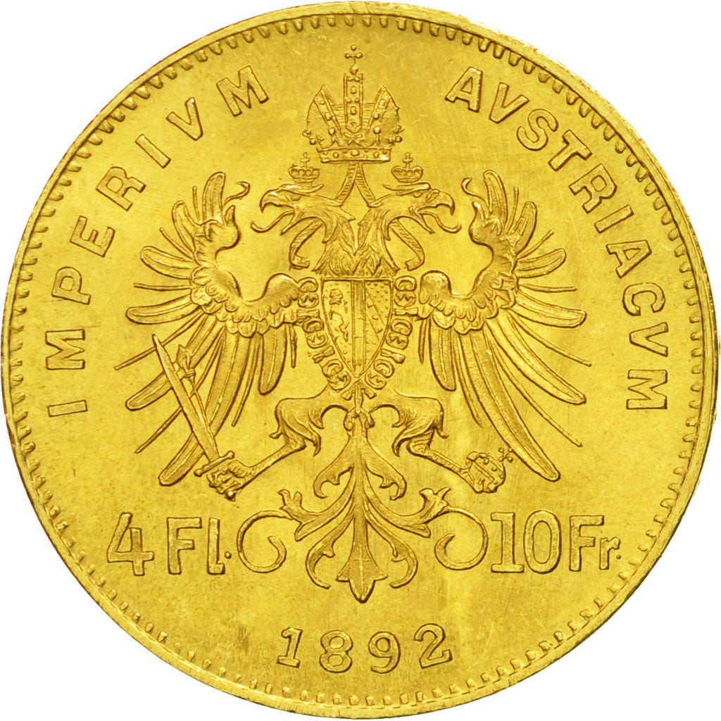 Münze, Österreich, Franz Joseph I, 4 Florin 10 Francs, 1892, STGL, Gold, KM 2260
