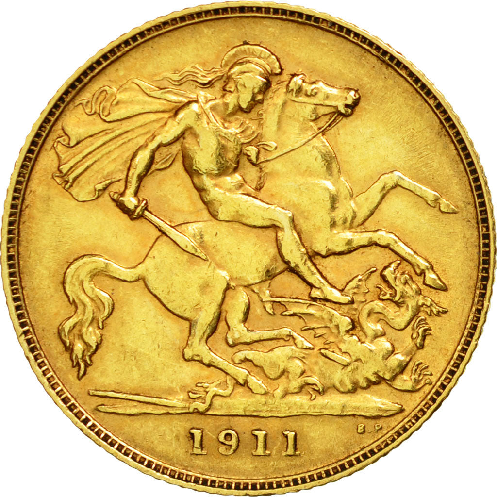 Monnaie, Grande-Bretagne, George V, 1/2 Sovereign, 1911, TTB, Or, KM:819