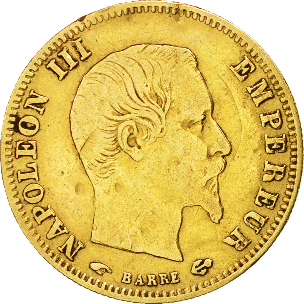Münze, Frankreich, Napoleon III, 5 Francs, 1858, Paris, S, Gold, KM 787.1