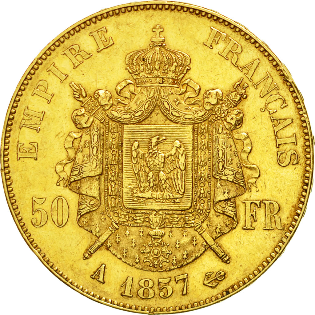 Coin, France, Napoleon III, 50 Francs, 1857, Paris, Gold, AU(50-53), KM 785.1