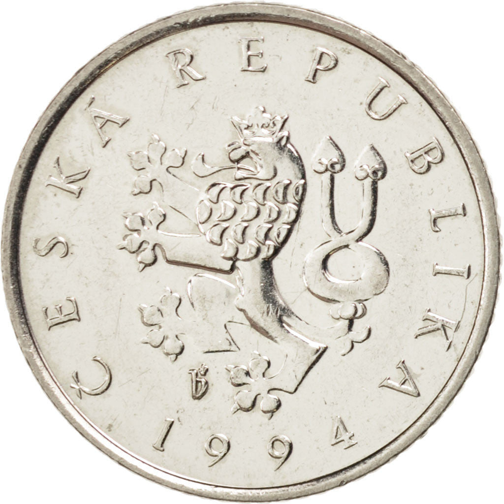 Coin, Czech Republic, Koruna, 1994, AU(55-58), Nickel plated steel, KM:7