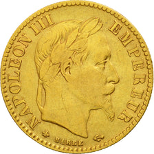 Moneda, Francia, Napoleon III, 10 Francs, 1863, Paris, BC+, Oro, KM 800.1