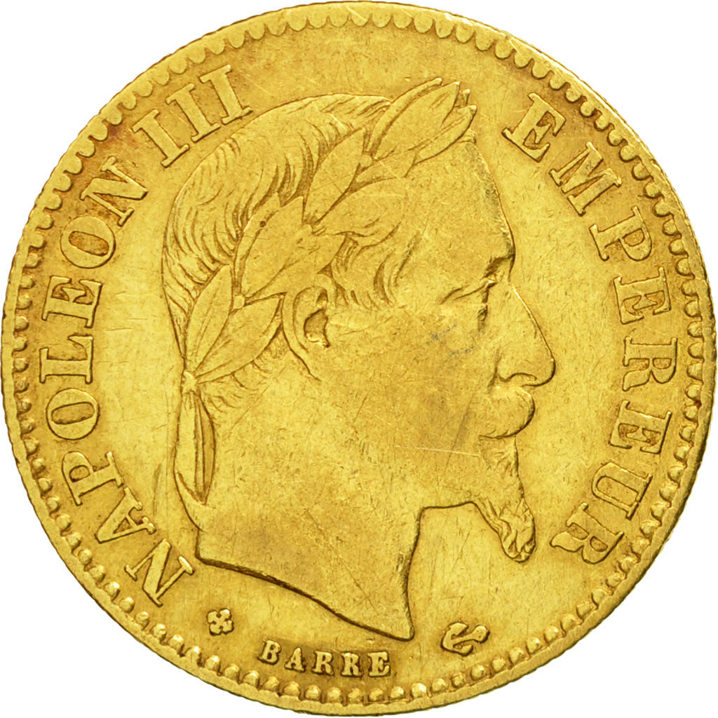 Coin, France, Napoleon III, 10 Francs, 1862, Strasbourg,Gold,VF (30-35),KM 800.2