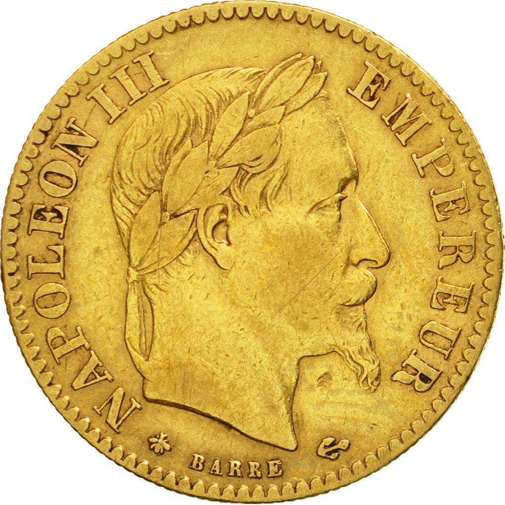 Munten, Frankrijk, Napoleon III, 10 Francs, 1864, Paris, Goud FR+, KM 800.1