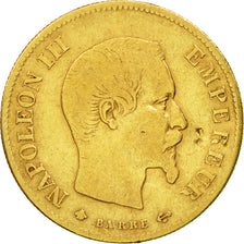 Coin, France, Napoleon III,10 Francs, 1860, Strasbourg,Gold,VF(20-25),KM 784.4