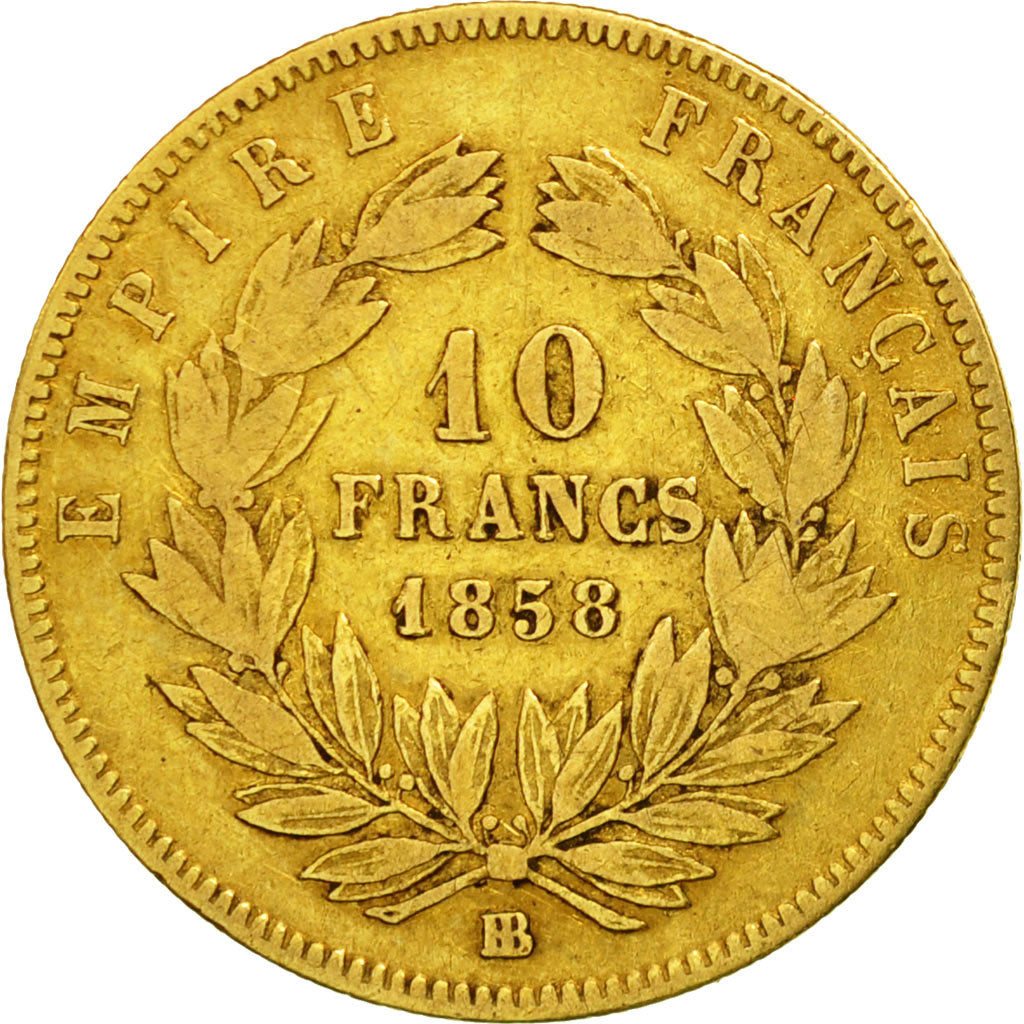 Moneta, Francja, Napoleon III, Napoléon III, 10 Francs, 1858, Strasbourg