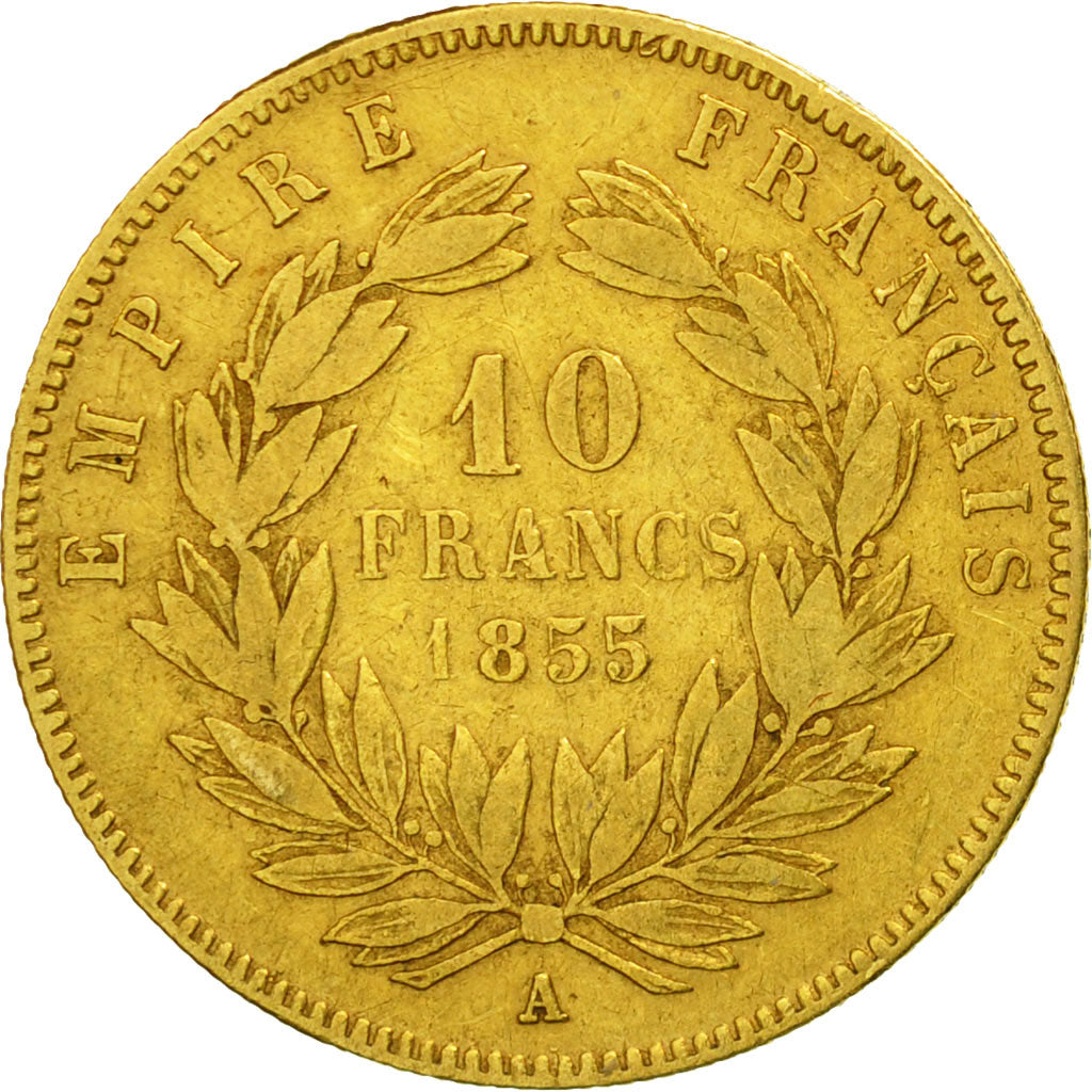 Coin, France, Napoleon III, 10 Francs, 1855, Paris, Gold, VF(20-25), KM 784.3