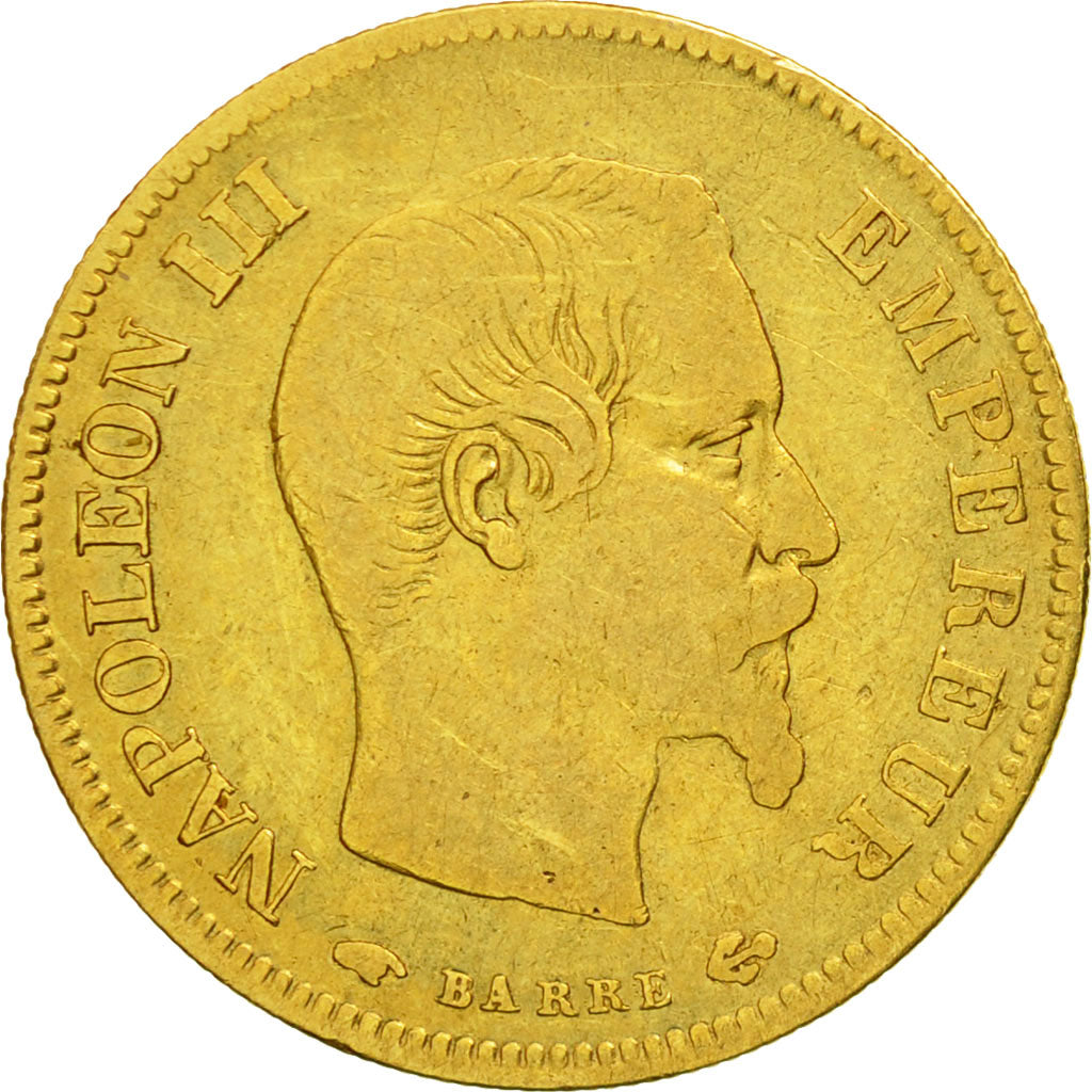 Coin, France, Napoleon III, 10 Francs, 1856, Paris,Gold, VF(20-25), KM 784.3