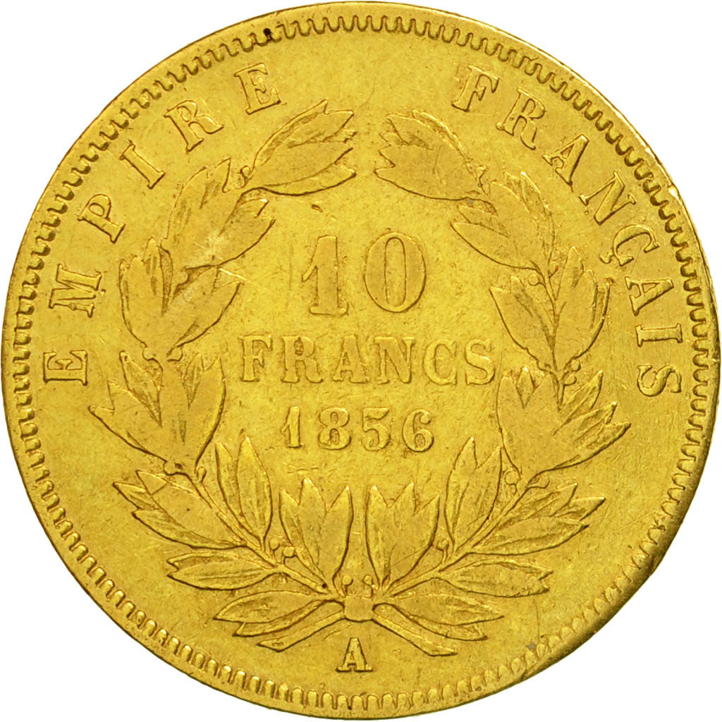 Moneta, Francia, Napoleon III, 10 Francs, 1856, Paris, MB, Oro, KM 784.3