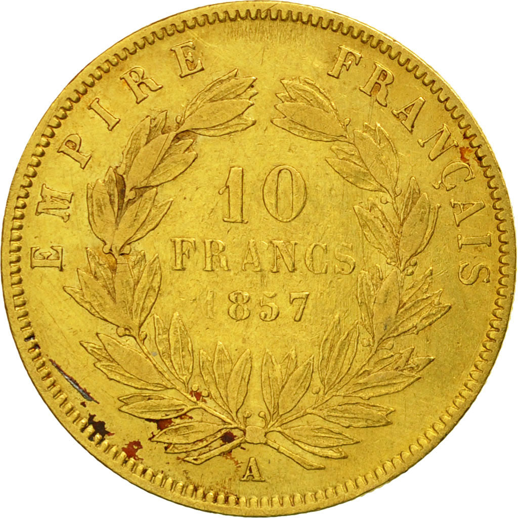 Munten, Frankrijk, Napoleon III, 10 Francs, 1857, Paris,Goud, FR, KM 784.3