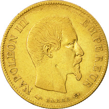 Moneda, Francia, Napoleon III, 10 Francs, 1860, Paris, BC+, Oro, KM 784.3