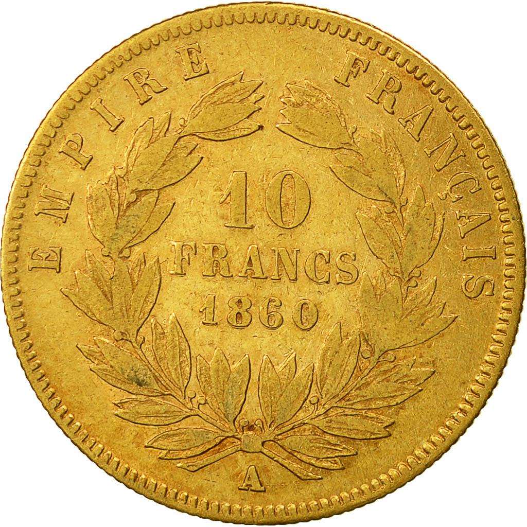 Munten, Frankrijk, Napoleon III, 10 Francs, 1860, Paris, Goud, FR+, KM 784.3