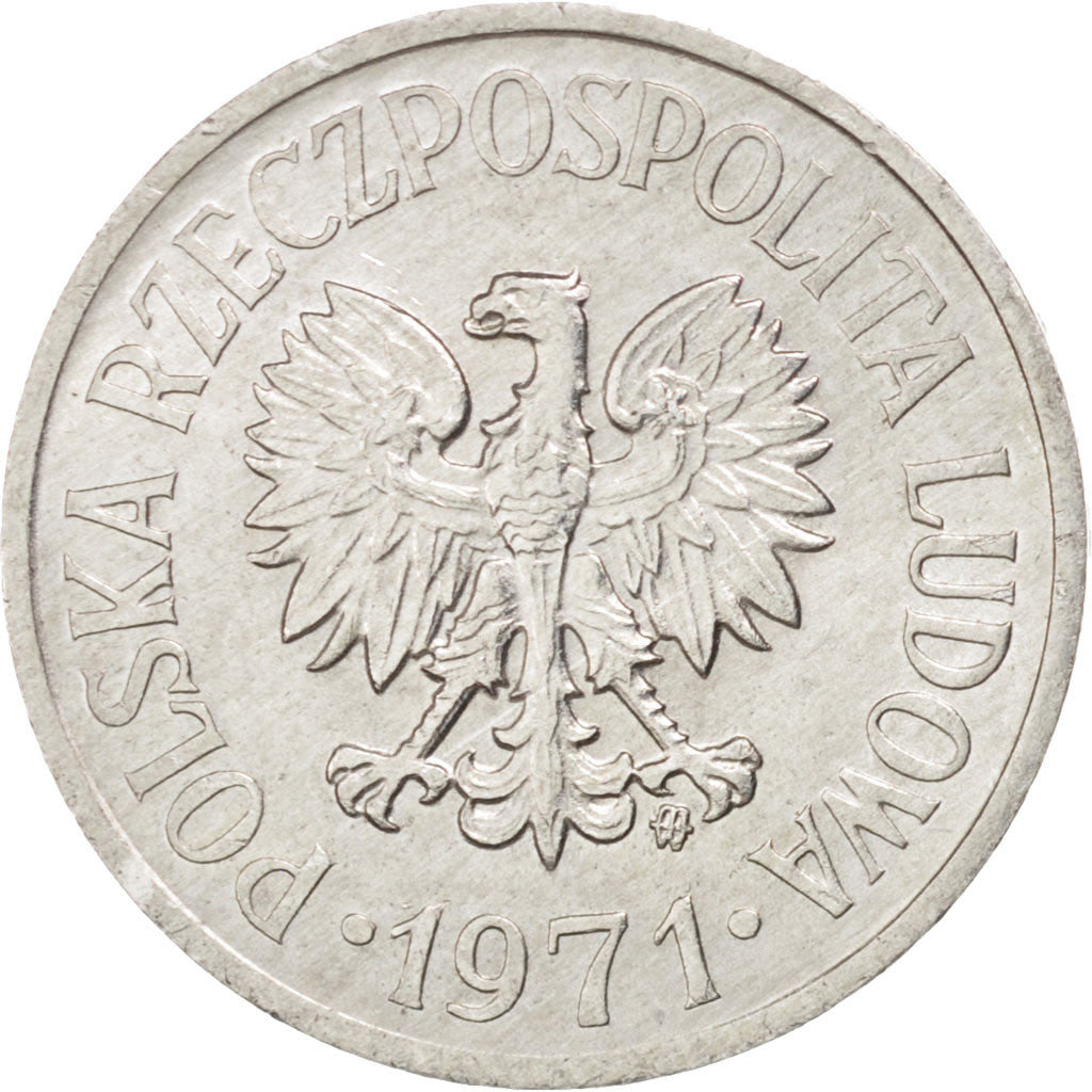 Coin, Poland, 20 Groszy, 1971, Warsaw, MS(63), Aluminum, KM:A47