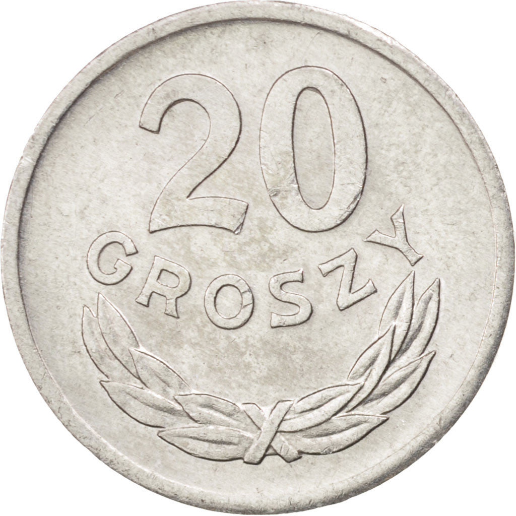Coin, Poland, 20 Groszy, 1971, Warsaw, MS(63), Aluminum, KM:A47