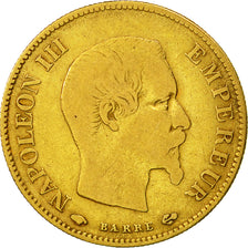 Moneda, Francia, Napoleon III, Napoléon III, 10 Francs, 1860, Paris, BC+, Oro