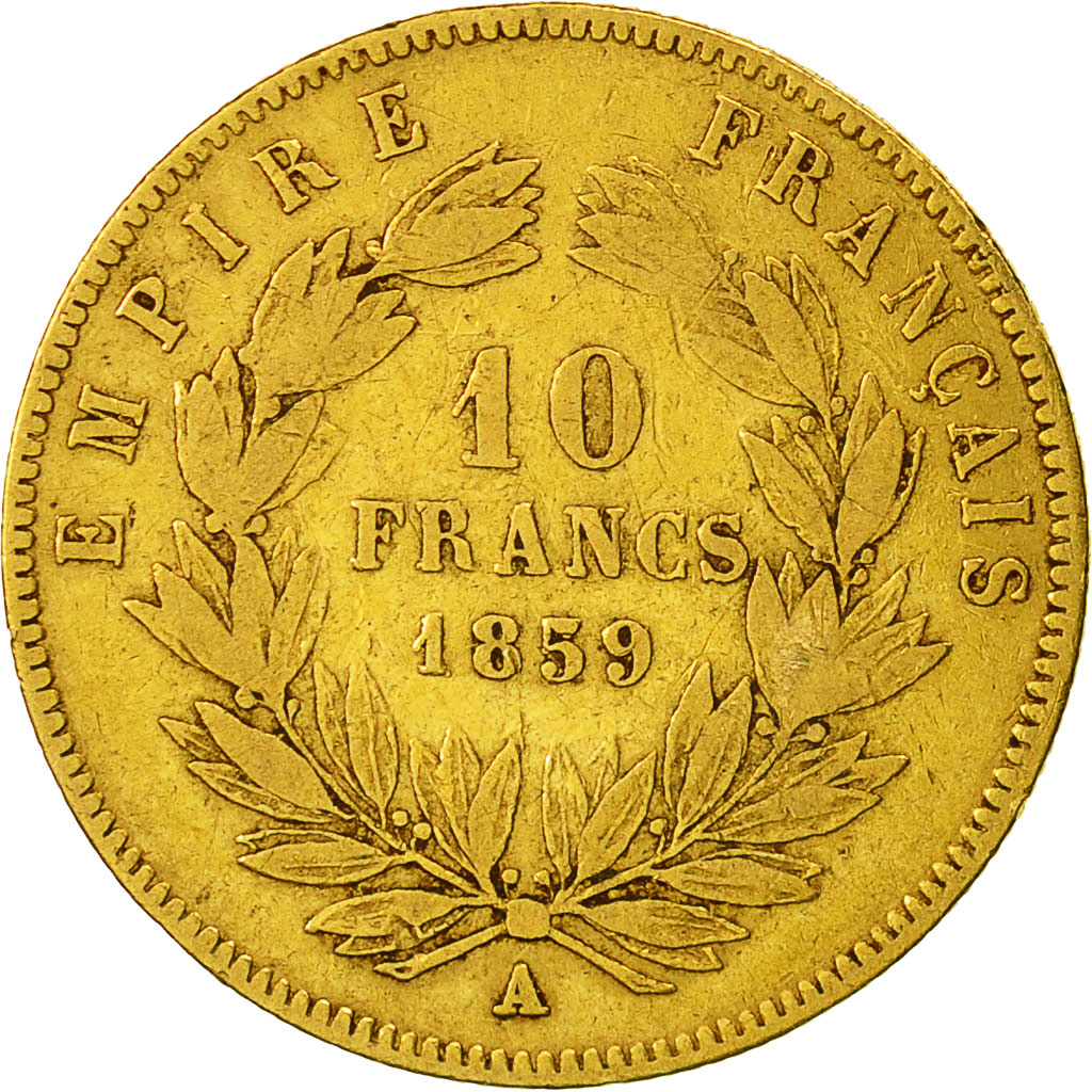 Coin, France, Napoleon III, 10 Francs, 1859, Paris, Gold, VF(20-25), KM 784.3