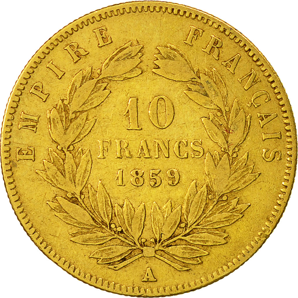 Münze, Frankreich, Napoleon III, 10 Francs, 1859, Paris,Gold, S, KM 784.3
