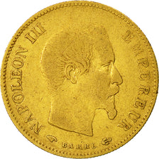 Moneda, Francia, Napoleon III, 10 Francs, 1859, Paris, BC+, Oro, KM 784.3